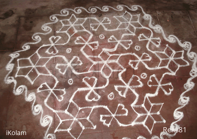 Rangoli: Hearts and curls