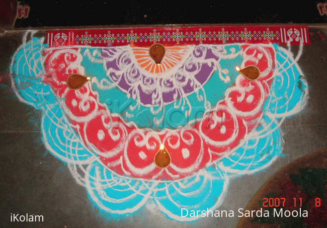 Rangoli: Rangoli with lamps