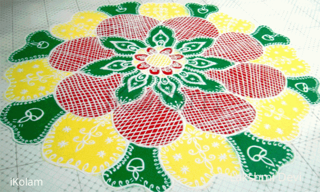 Rangoli:  Red and Green Orchid Delight!