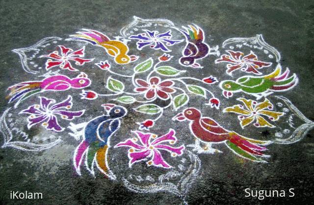 Rangoli: Parrots Kolam