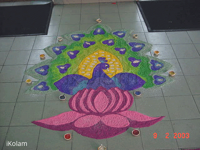 Rangoli: Peacock in Lotus