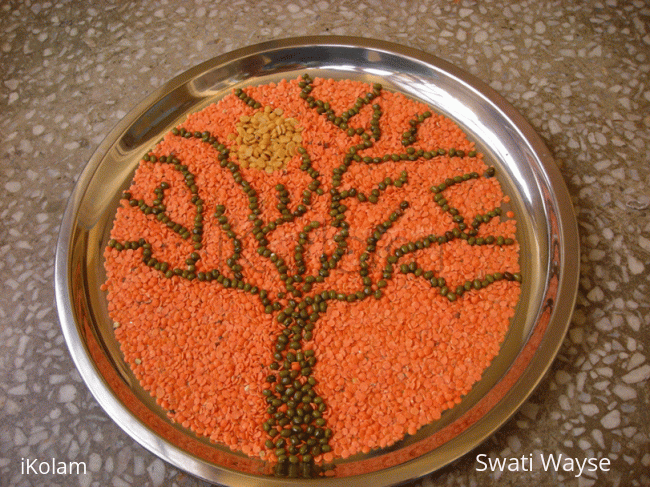 Rangoli: Rangoli using pulses - Tree