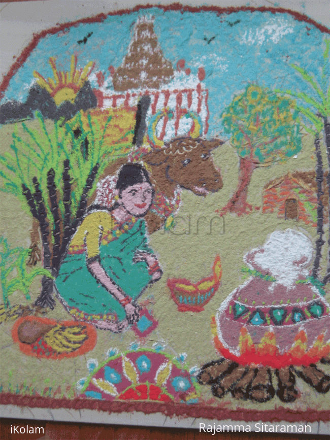 Rangoli: Happy pongal / Sankranthi