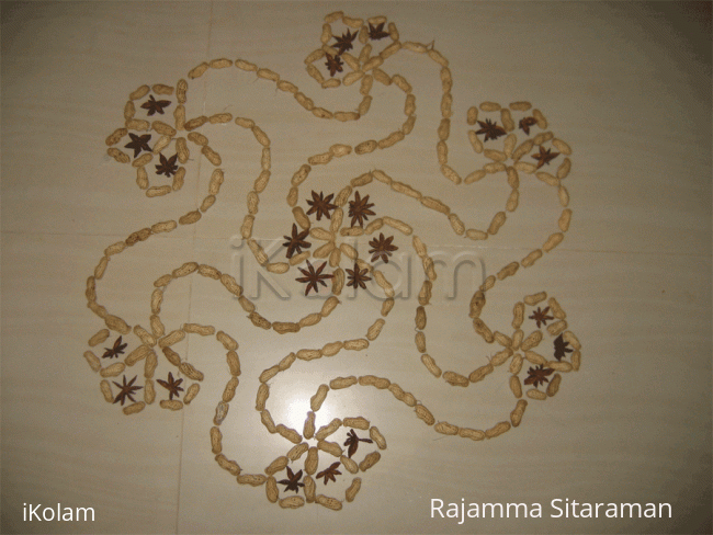 Rangoli: Spices and nuts kolam