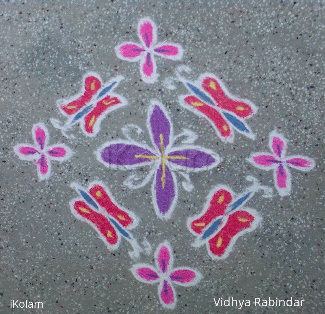 Rangoli: Butterflies and flowers