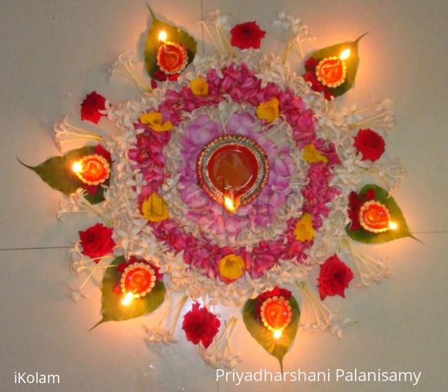 Rangoli: Flower rangoli for Karthigai