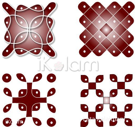 Rangoli: 4x4 dot grid designs