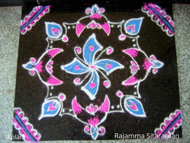 Rangoli: Pink and Blue kolam