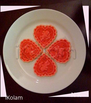 Rangoli: Valentine rangoli using cookies