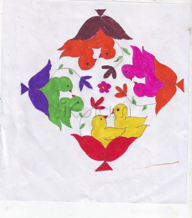 Rangoli: Birds kolam 