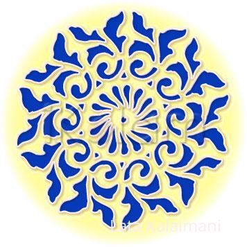 Rangoli: Cobalt blue and buttery yellow rangoli