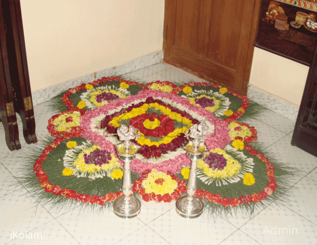 Rangoli: intro- Floral rangoli by Lakshmi and Bharathi