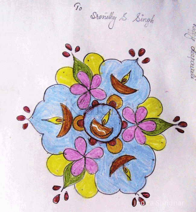 Rangoli: Deepams and flowers