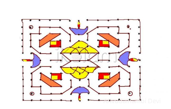Rangoli:  laddu kolam --- 13 - 13 dots kolam