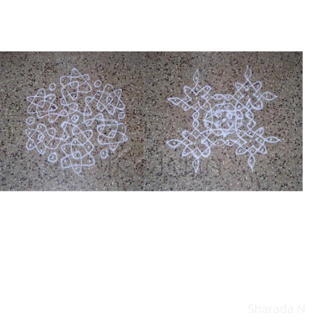 Rangoli: Collage of  2  simple Suzhi kolams