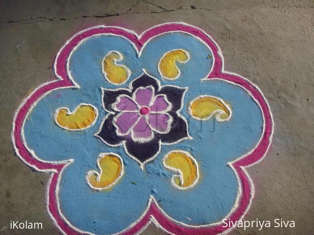 Rangoli: Flower and mango design