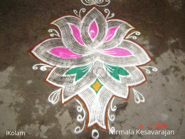 Rangoli: Lotus kolam.