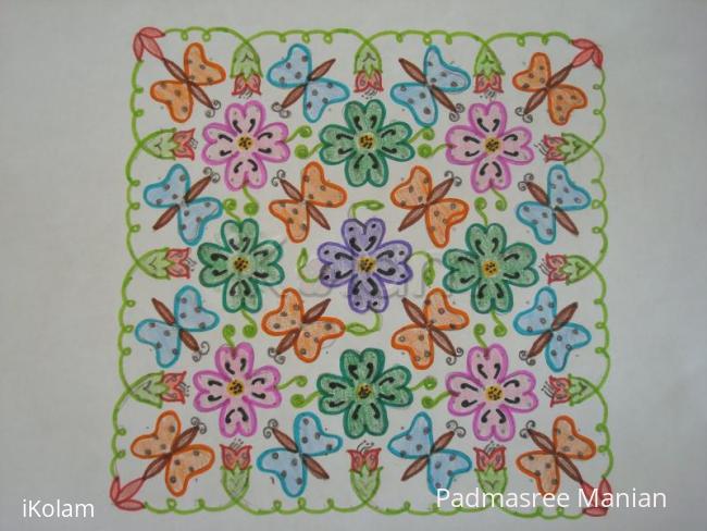 Rangoli: Butterflies and flowers