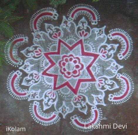 Rangoli: Red & white lace doily