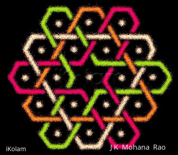 Rangoli: Hexagonal chikku kOlam - 7