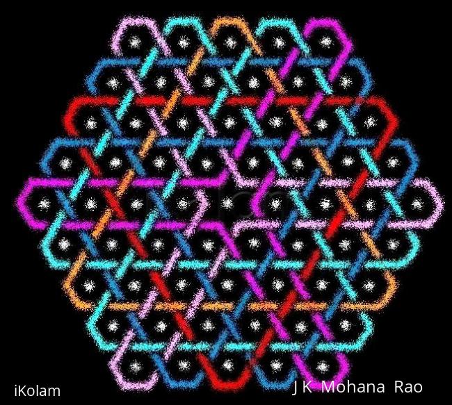 Rangoli: Hexagonal chikku kOlam - 9 