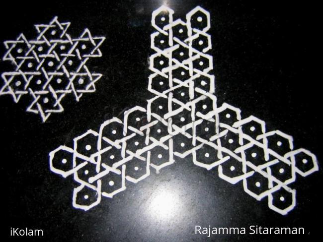 Rangoli: Triangular chikku kolam-1 of Mr. Mohanaji