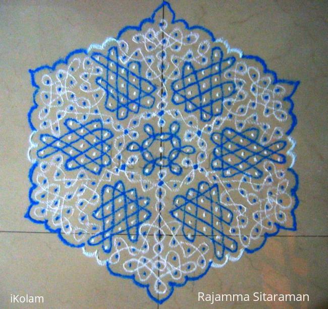 Rangoli: Blue and White chikku kolam