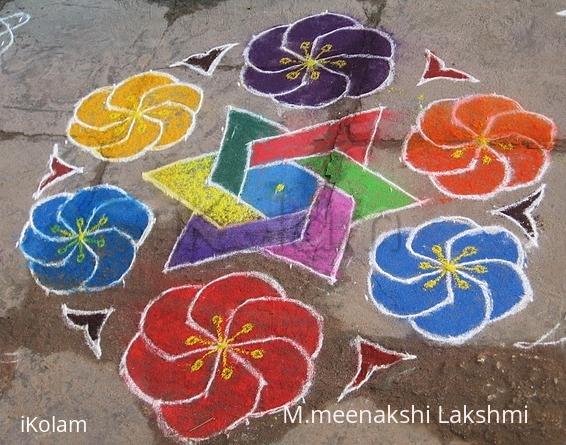 Rangoli: Rainbow Flowers kolam