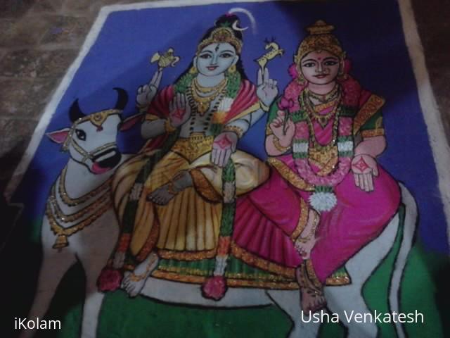 Rangoli: Big temple rangoli-1000 year celebration