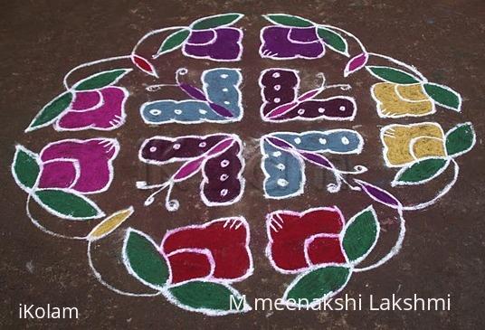 Rangoli: Twin flowers kolam 