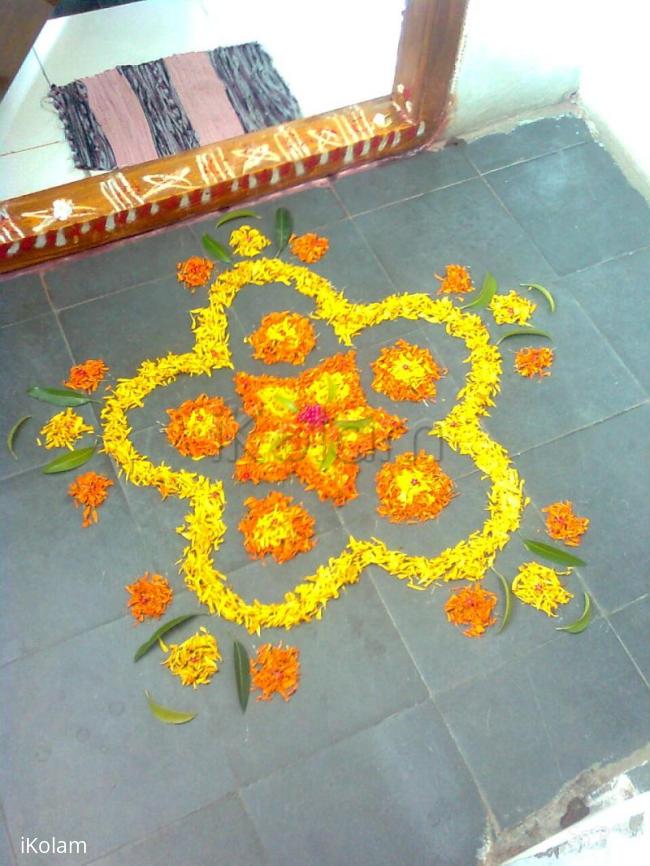 Rangoli: Our first floral rangoli