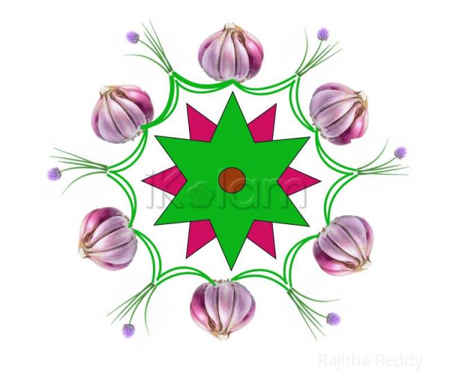 Rangoli: Garlic and flower