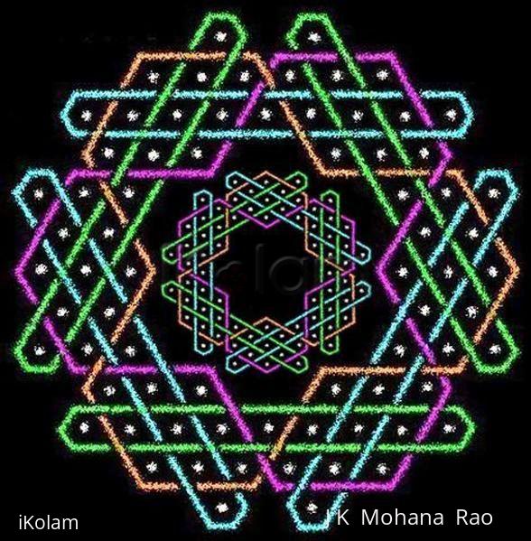 Rangoli: Hexagonal chikku kOlam - 5