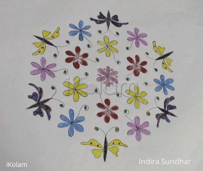 Rangoli: Flowers with butterfly