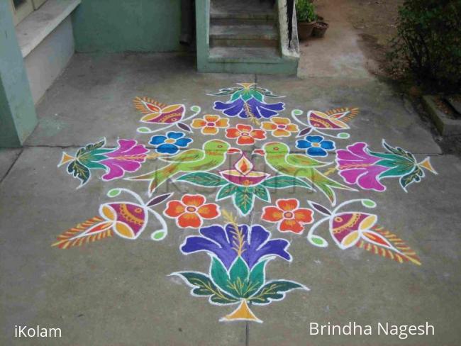 Rangoli: Parrots and Flowers