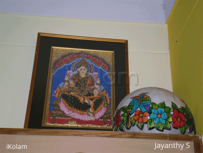 Rangoli: Tanjore painting done in my style and a lampshade.