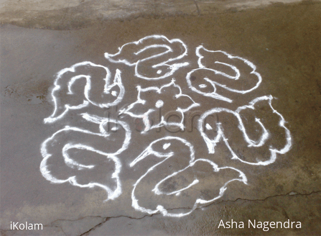 Rangoli: Ducklings and flower