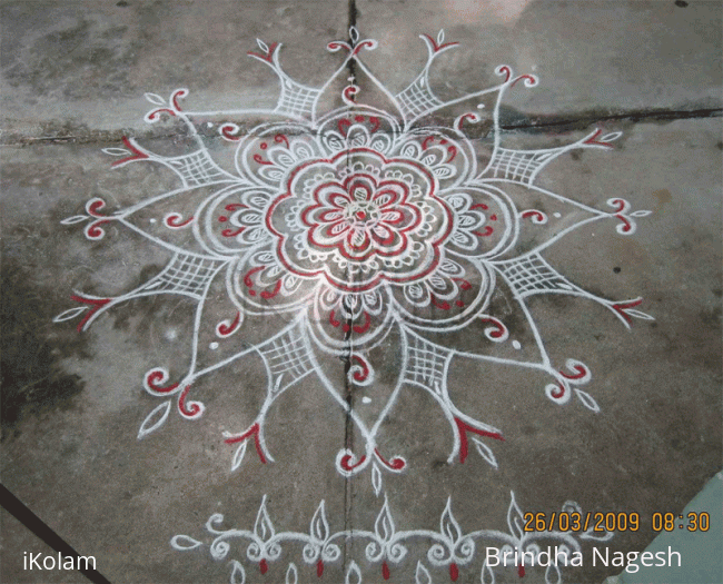 Rangoli: White and red