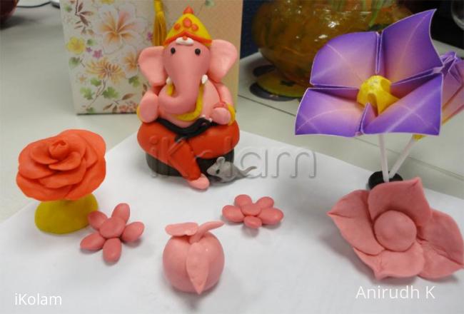 Rangoli: Color clay dough Ganesha