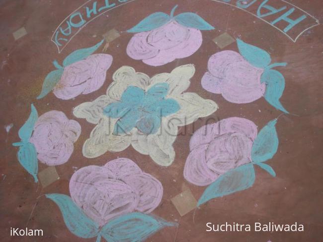 Rangoli: roses for birthday 15-8 middle