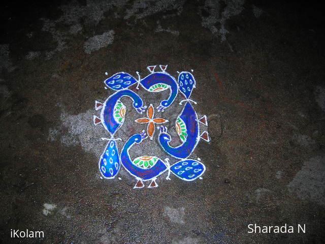 Rangoli: Peacocks - dotted rangoli