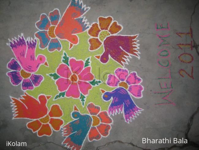 Rangoli: Birds and flowers