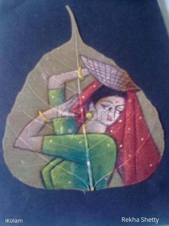 Rangoli: Painting on dry Ashwata leaf