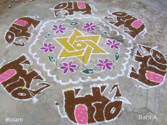 Rangoli: Elephant design - Margazhi kolam