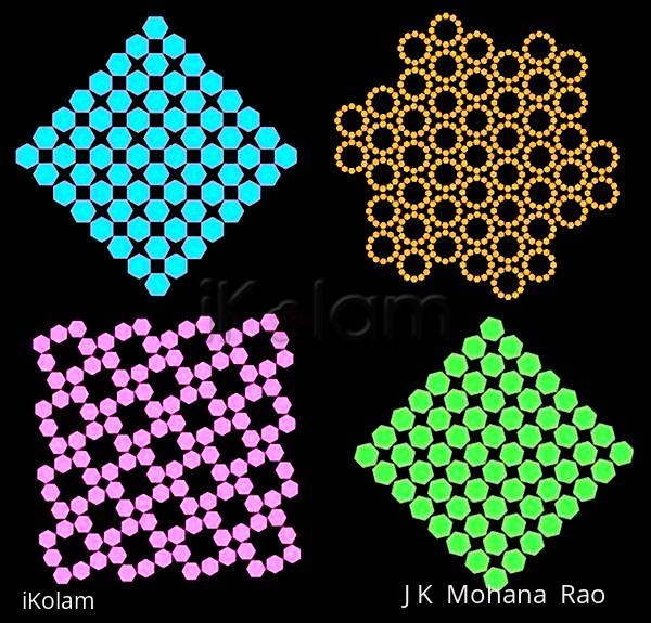 Rangoli: Hexagons arranged a squares