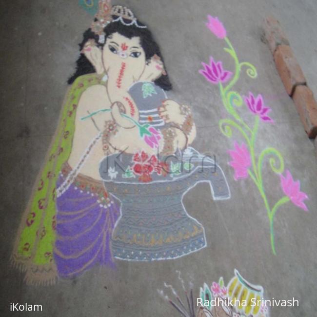 Rangoli: vinayagar & lingam in rangoli 