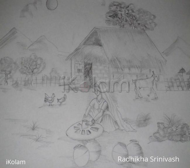 Rangoli: Pencil shading work