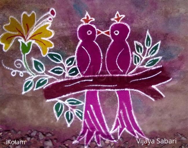 Rangoli: Valentine's day rangoli birds