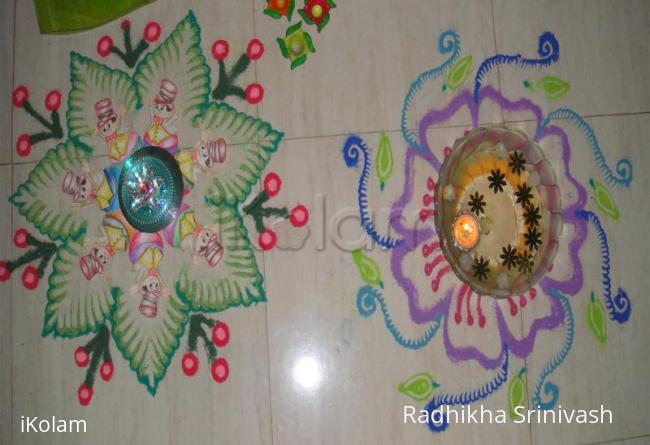 Rangoli: rangoli during vinayagar pooja