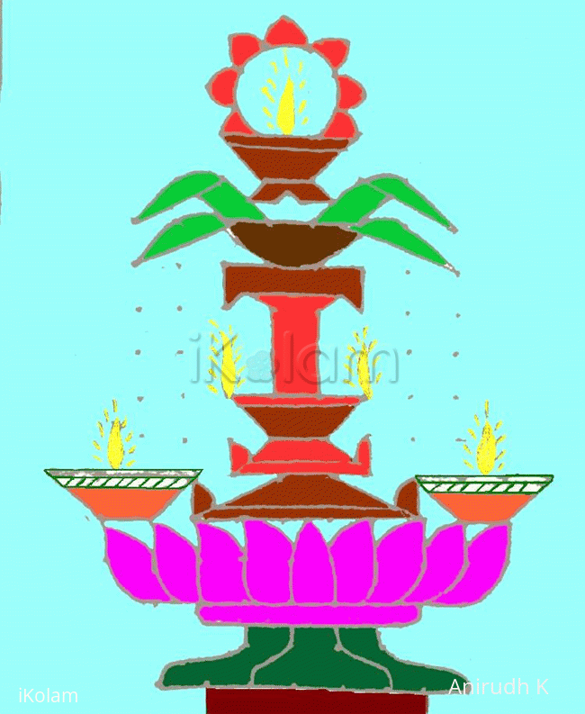 Rangoli: Deepada Kamba - lamp stand